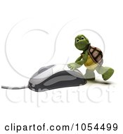 Royalty Free Clip Art Illustration Of A 3d Tortoise Pushing A Computer Mouse