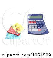 Poster, Art Print Of 3d Calculator With A Padlock And Credit Cards - 1