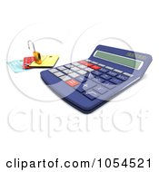 Poster, Art Print Of 3d Calculator With A Padlock And Credit Cards - 2