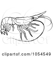 Royalty Free Vector Clip Art Illustration Of An Outlined Prawn by Lal Perera
