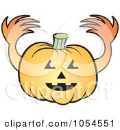 Royalty Free Vector Clip Art Illustration Of A Jackolantern With Hands