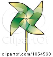 Royalty Free Vector Clip Art Illustration Of A Green Pinwheel by Lal Perera