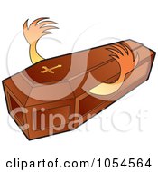 Poster, Art Print Of Hands Reaching Out From A Wooden Coffin