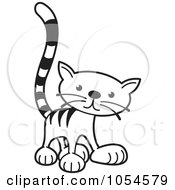 Royalty Free Vector Clip Art Illustration Of A Black And White Tabby Cat by Lal Perera