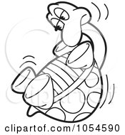 Royalty Free Vector Clip Art Illustration Of An Outlined Tortoise Trying To Right Himself by Lal Perera