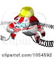 Poster, Art Print Of 3d Red Crab Engineer With Electric Cables - 1