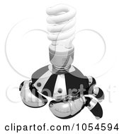 Royalty Free Rendered Clip Art Illustration Of A 3d Black Crab With A Spiral Light Bulb 2