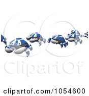 Poster, Art Print Of 3d Line Of Blue Crabs