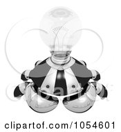 Royalty Free Rendered Clip Art Illustration Of A 3d Black Crab With A Clear Light Bulb 2 by Leo Blanchette