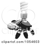 Royalty Free Rendered Clip Art Illustration Of A 3d Black Crab With A Spiral Light Bulb 1