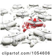 Poster, Art Print Of 3d Red Crab Leading An Army Of White Crabs
