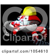 Poster, Art Print Of 3d Red Crab Engineer With Electric Cables - 2