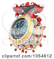 Royalty Free Rendered Clip Art Illustration Of A 3d Red Crab On An Incinerator
