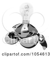 Poster, Art Print Of 3d Black Crab With A Clear Light Bulb - 1