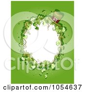 Poster, Art Print Of St Patricks Day Background With An Oval Shamrock And Leprechaun Hat Frame