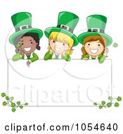Poster, Art Print Of St Patricks Day Leprechaun Girls On A Blank Sign