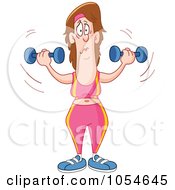 Royalty Free Vector Clip Art Illustration Of A Woman Lifting Dumbbells In A Gym