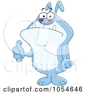Poster, Art Print Of Blue Bulldog Holding A Thumb Up