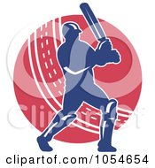 Royalty Free Vector Clip Art Illustration Of A Blue And Red Cricket Logo