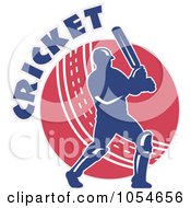 Royalty Free Vector Clip Art Illustration Of A Red And Blue Cricket Logo