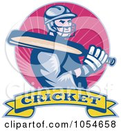 Royalty Free Vector Clip Art Illustration Of A Blue Pink And Yellow Cricket Logo