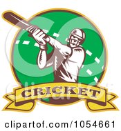 Royalty Free Vector Clip Art Illustration Of A Green And Yellow Cricket Logo