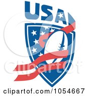 Royalty Free Vector Clip Art Illustration Of A USA Rugby Ball And Shield