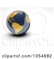 Royalty Free Clip Art Illustration Of A 3d Golden And Blue Globe
