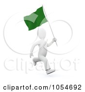 Poster, Art Print Of 3d White Person Running With A Lybian Flag