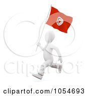 Poster, Art Print Of 3d White Person Running With A Tunisian Flag