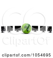 Poster, Art Print Of 3d Green Globe And Computer Monitors
