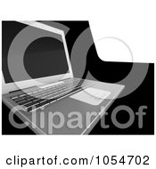 Poster, Art Print Of 3d Laptop On Black And White