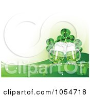 Poster, Art Print Of St Patricks Day Background Of Beer A Banner Clovers And Waves