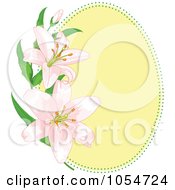 Poster, Art Print Of Yellow Oval Frame With Pink Lilies