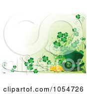 St Patricks Day Background Of Gold Clovers And A Leprechaun Hat