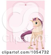 Royalty Free Vector Clip Art Illustration Of A Cute Unicorn Over A Frame by Pushkin