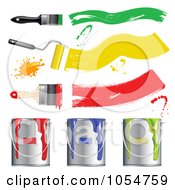 Digital Collage Of 3d Paint Brushes And Buckets