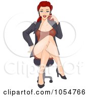 Royalty Free Vector Clip Art Illustration Of A Sexy Red Haired Customer Service Rep