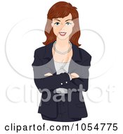 Royalty Free Vector Clip Art Illustration Of A Brunette Businesswoman With Folded Arms