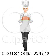Royalty Free Vector Clip Art Illustration Of A Retro Woman Carrying A Roasted Bird On A Platter by BNP Design Studio