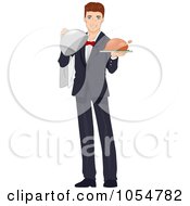 Poster, Art Print Of Friendly Waiter Serving Poultry