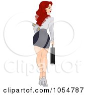 Royalty Free Vector Clip Art Illustration Of A Sexy Red Haired Secretary Pinup by BNP Design Studio