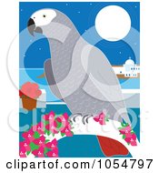 African Gray Parrot On A Coastal Perch