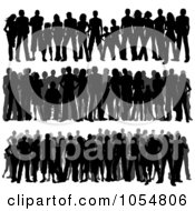 Royalty Free Vector Clip Art Illustration Of A Digital Collage Of Borders Of Silhouetted People by KJ Pargeter