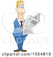 Poster, Art Print Of Happy Businessman Reading A News Paper