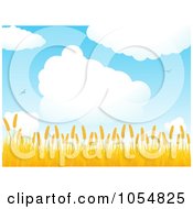 Royalty Free Vector Clip Art Illustration Of A Summer Crop Below A Cloudy Sky by elaineitalia