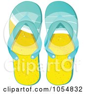 Royalty Free Vector Clip Art Illustration Of A Pair Of Sand And Surf Flip Flops by elaineitalia