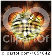 Royalty Free Vector Clip Art Illustration Of A Gold Disco Ball On A Shining Background