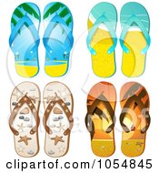 Poster, Art Print Of Digital Collage Of Four Pairs Of Flip Flops