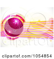 Poster, Art Print Of Pink Disco Ball Over Lines And Bubbles